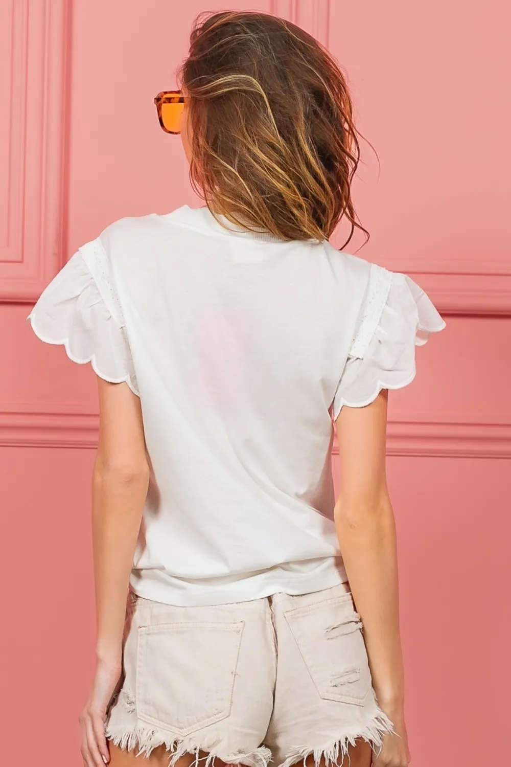 Scallop Edged Lace Trim Top, image 2