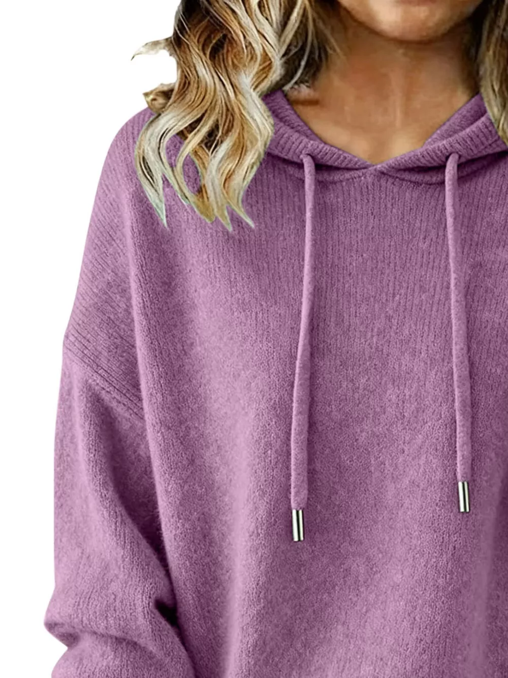 Drawstring Long Sleeve Hooded Sweater, image 15