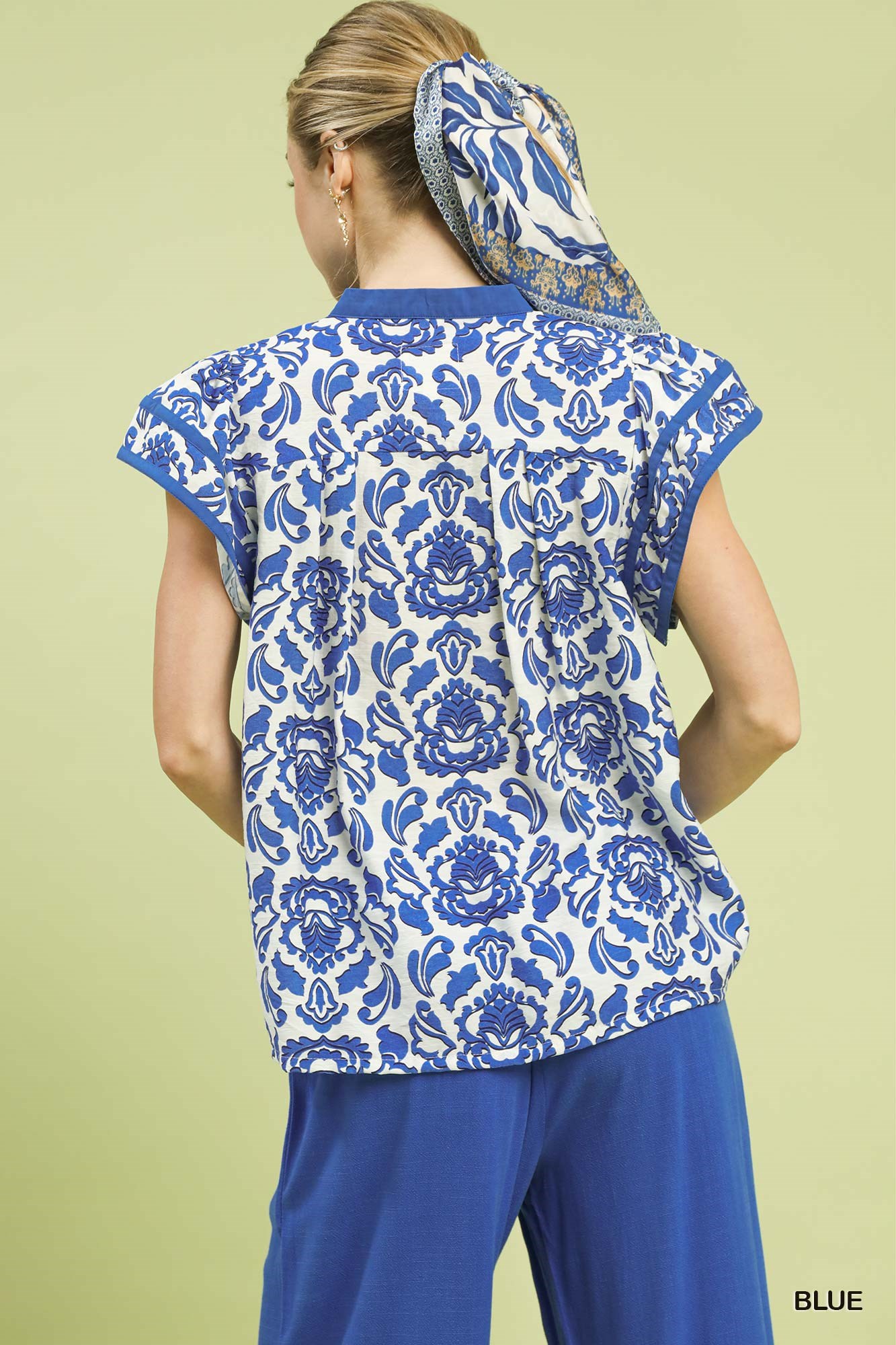 Abstract Print Short Sleeve Blouse, image 4