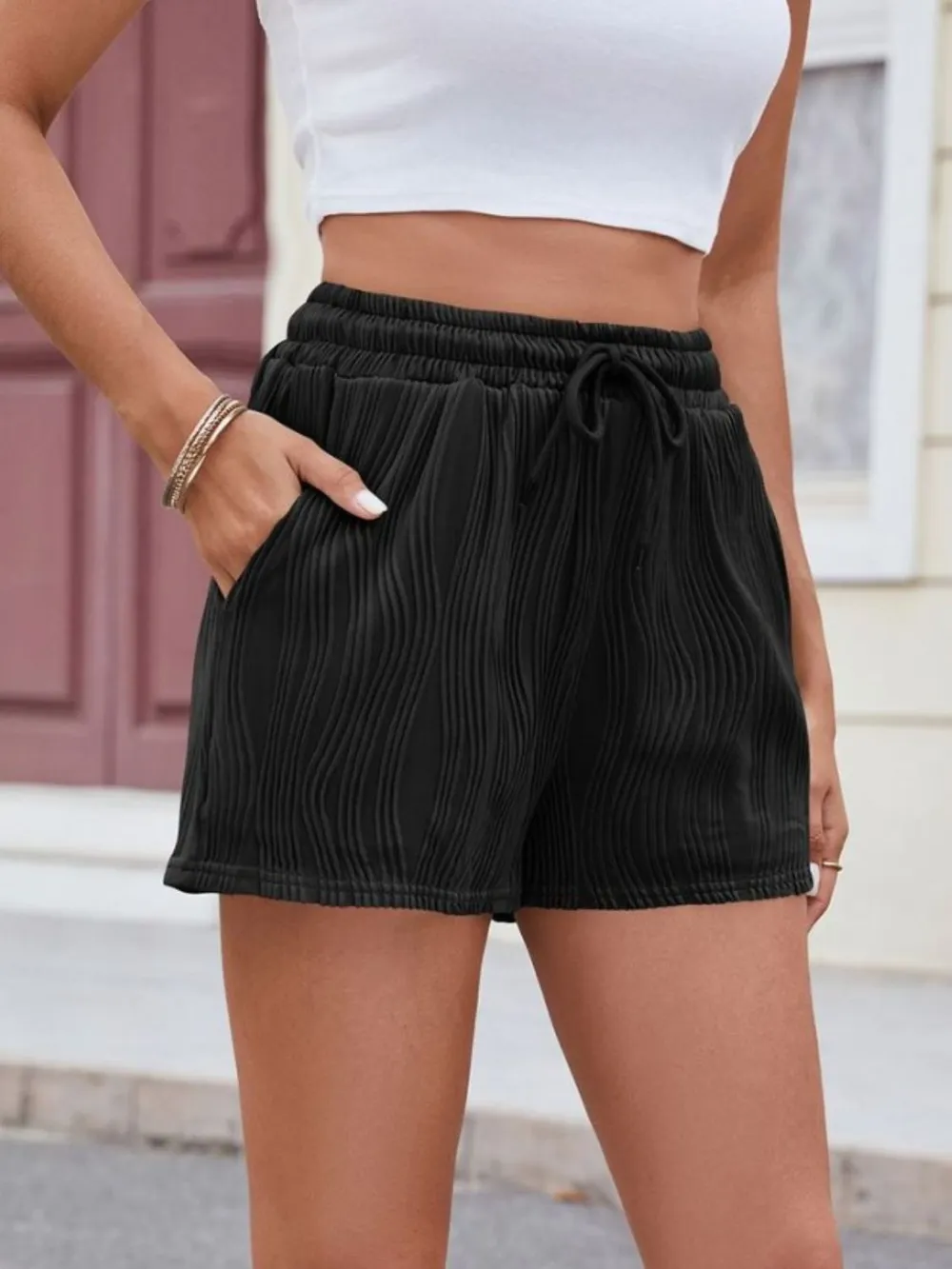 Texture Drawstring Shorts, image 4