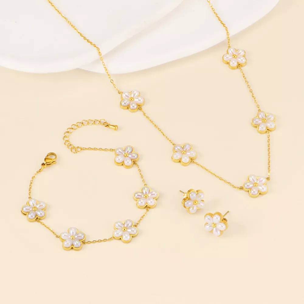 18K Gold-Plated Flower Jewelry Set, image 2