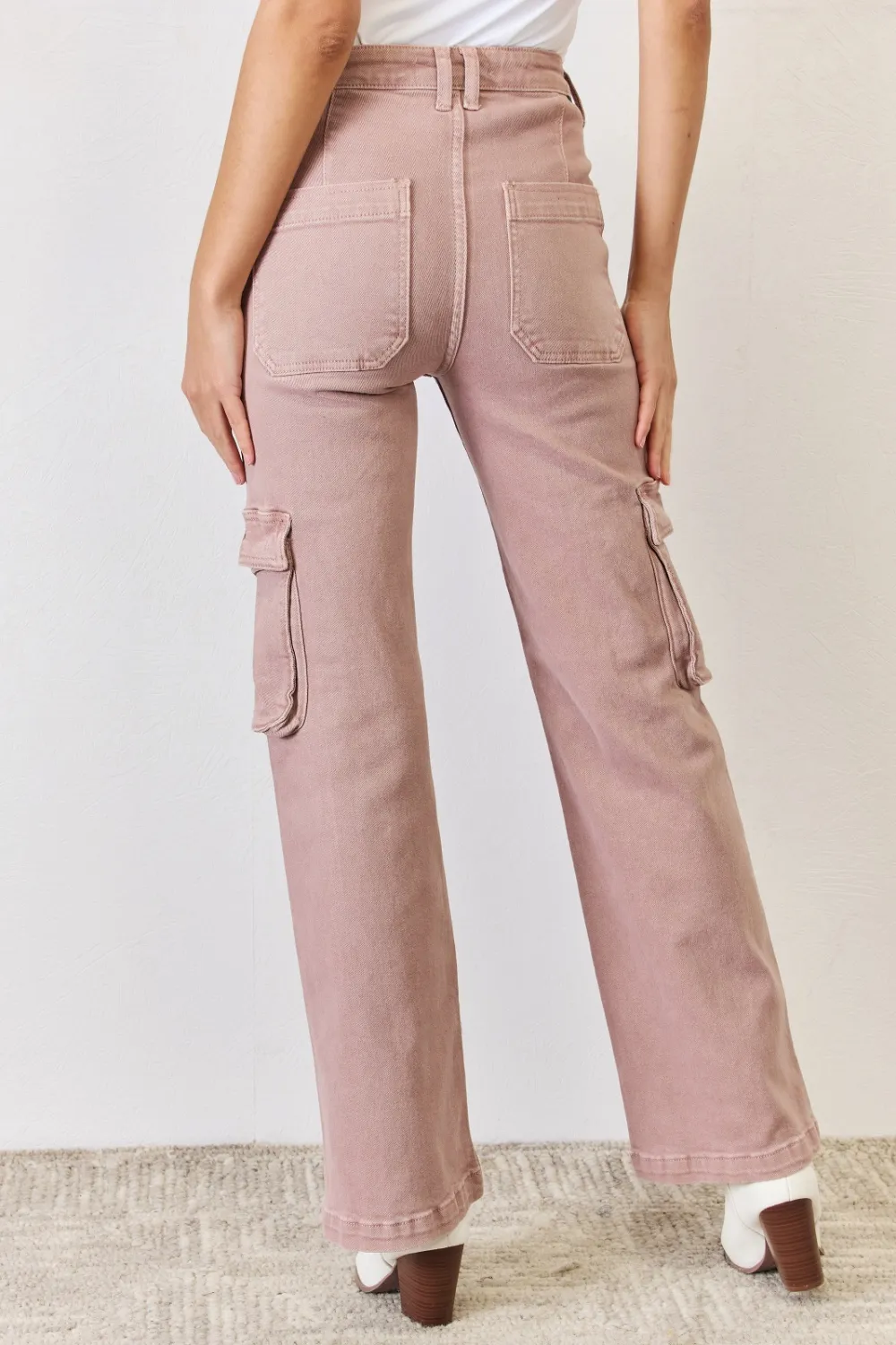 Full Size High Rise Cargo Wide Leg Jeans, image 2