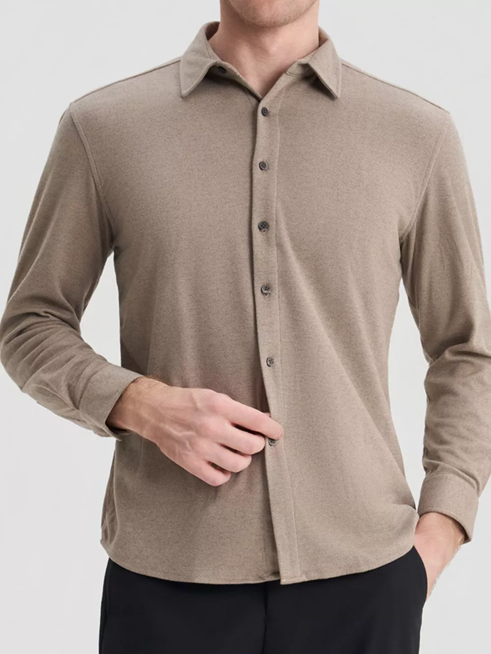 Men's Plus Size Casual Long Sleeve Button-Down Shirt, image 2