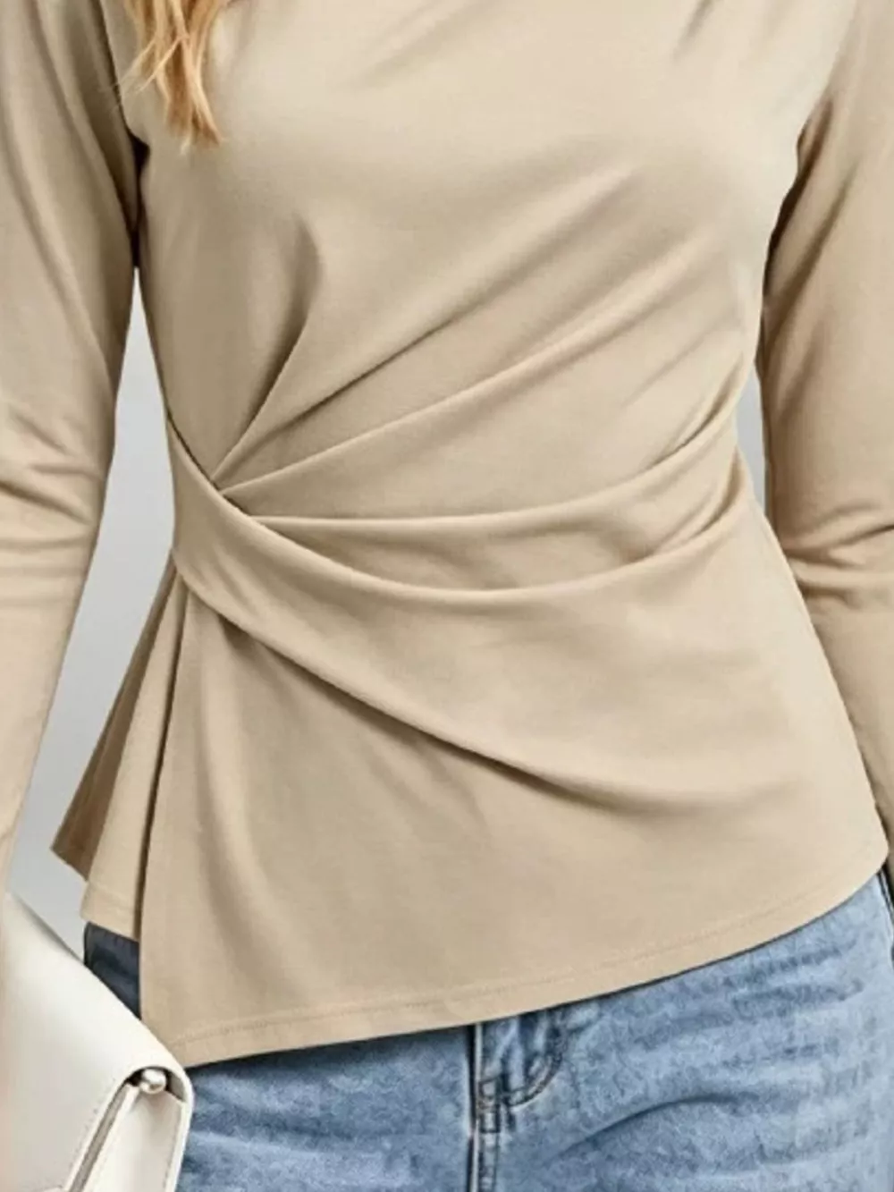 Ruched Waist Long Sleeve T-Shirt, image 2