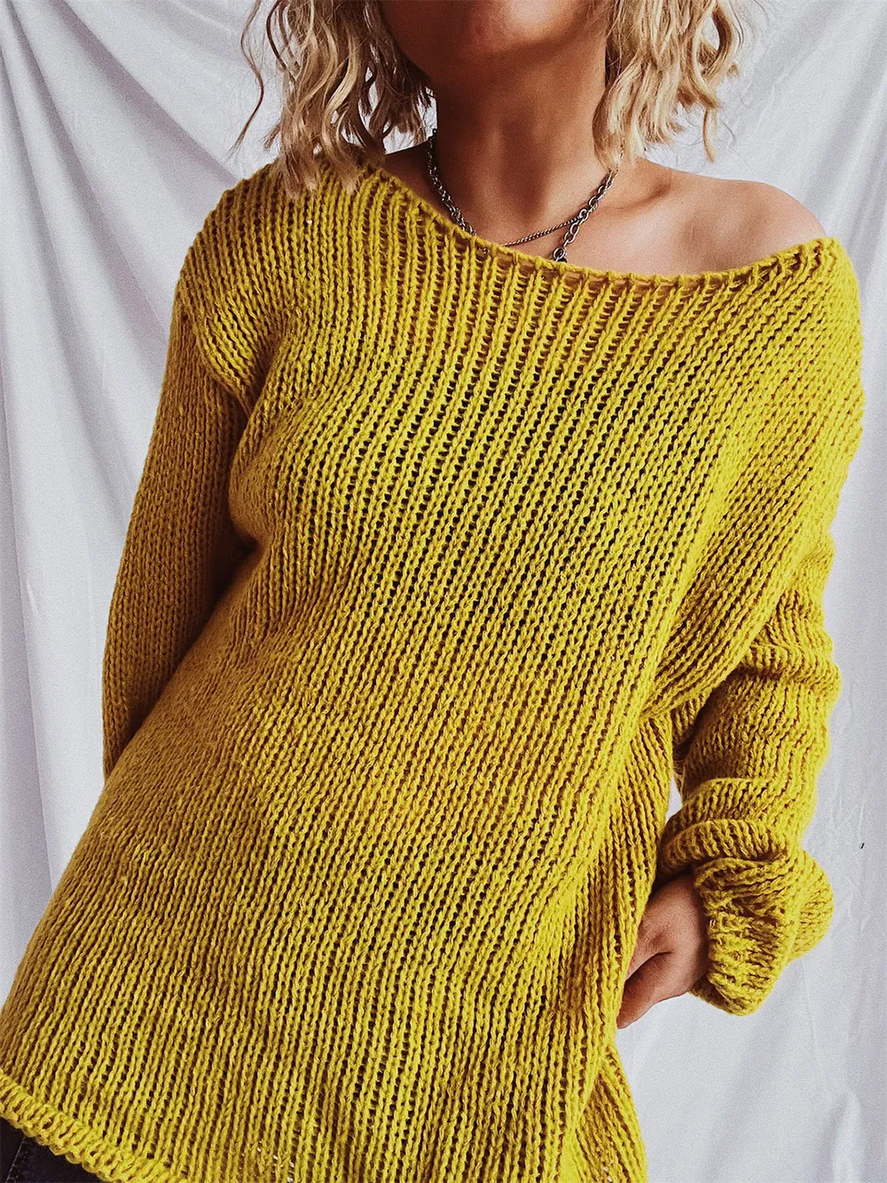 Boat Neck Dropped Shoulder Sweater, image 10