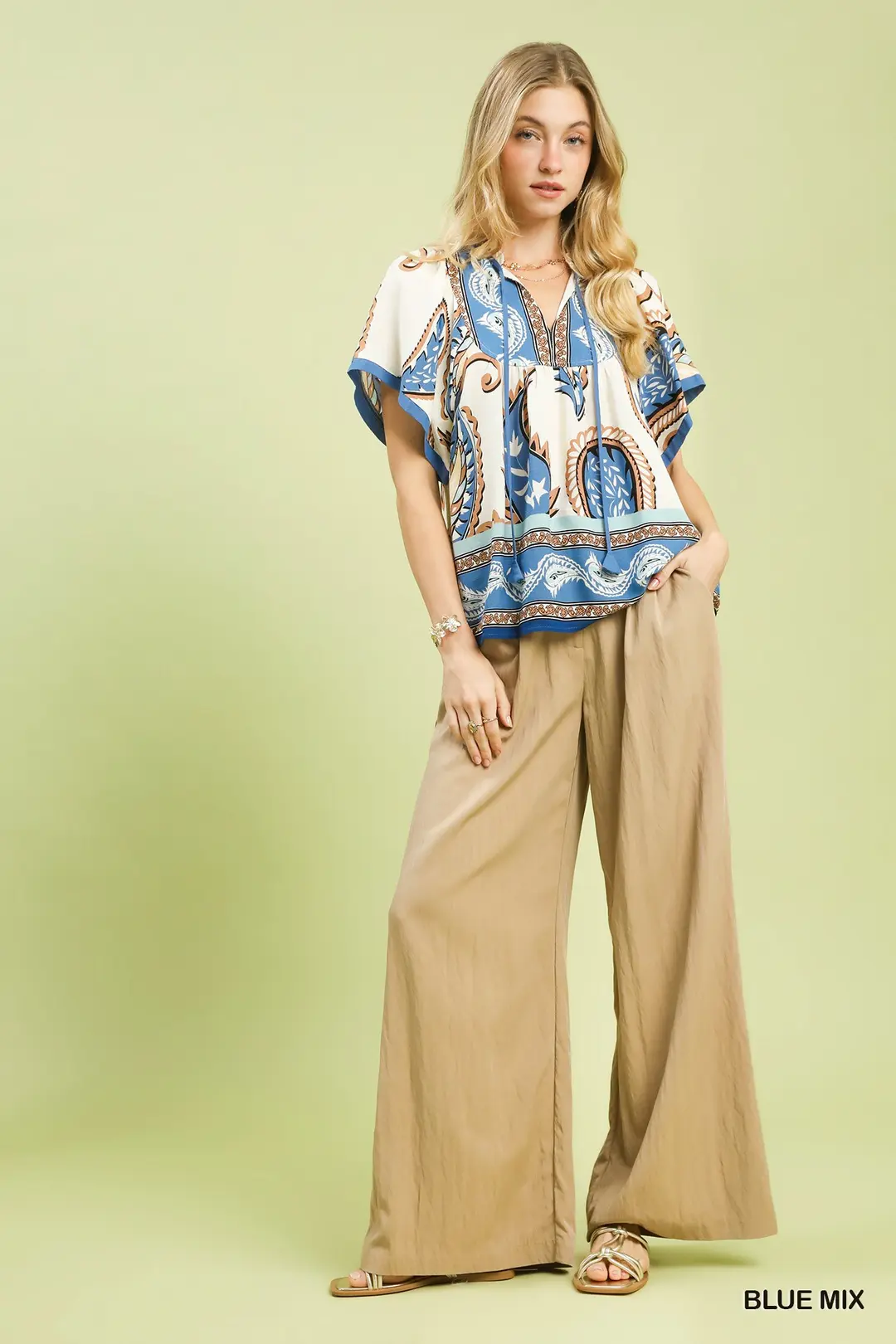 Mix Paisley Border Print Tassel Top, image 4