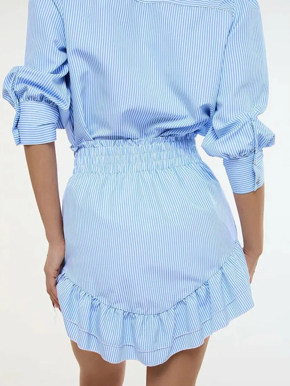 Striped Shirt and Skirt Set with Ruffle Details, image 7