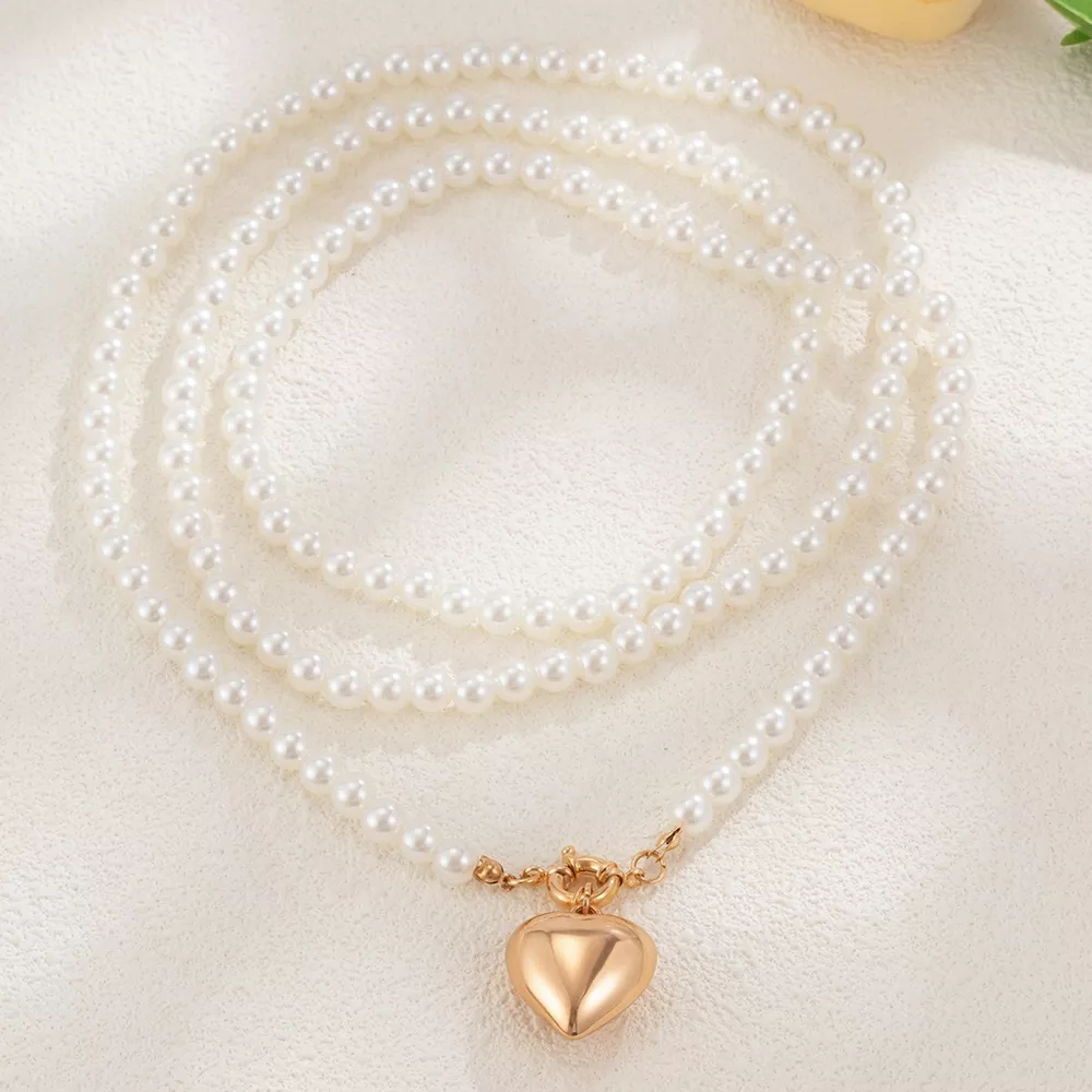 Pearl Chain Heart Necklace, image 2