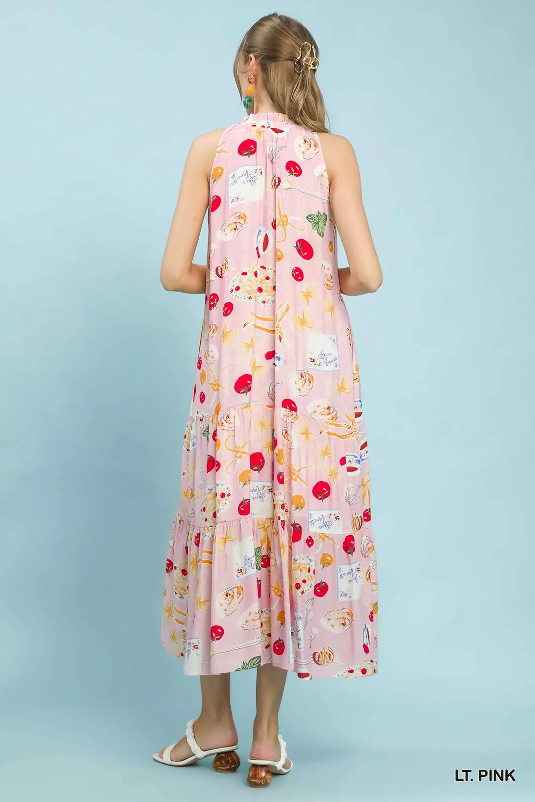 Abstract Print Tiered Halter Midi Dress, image 4