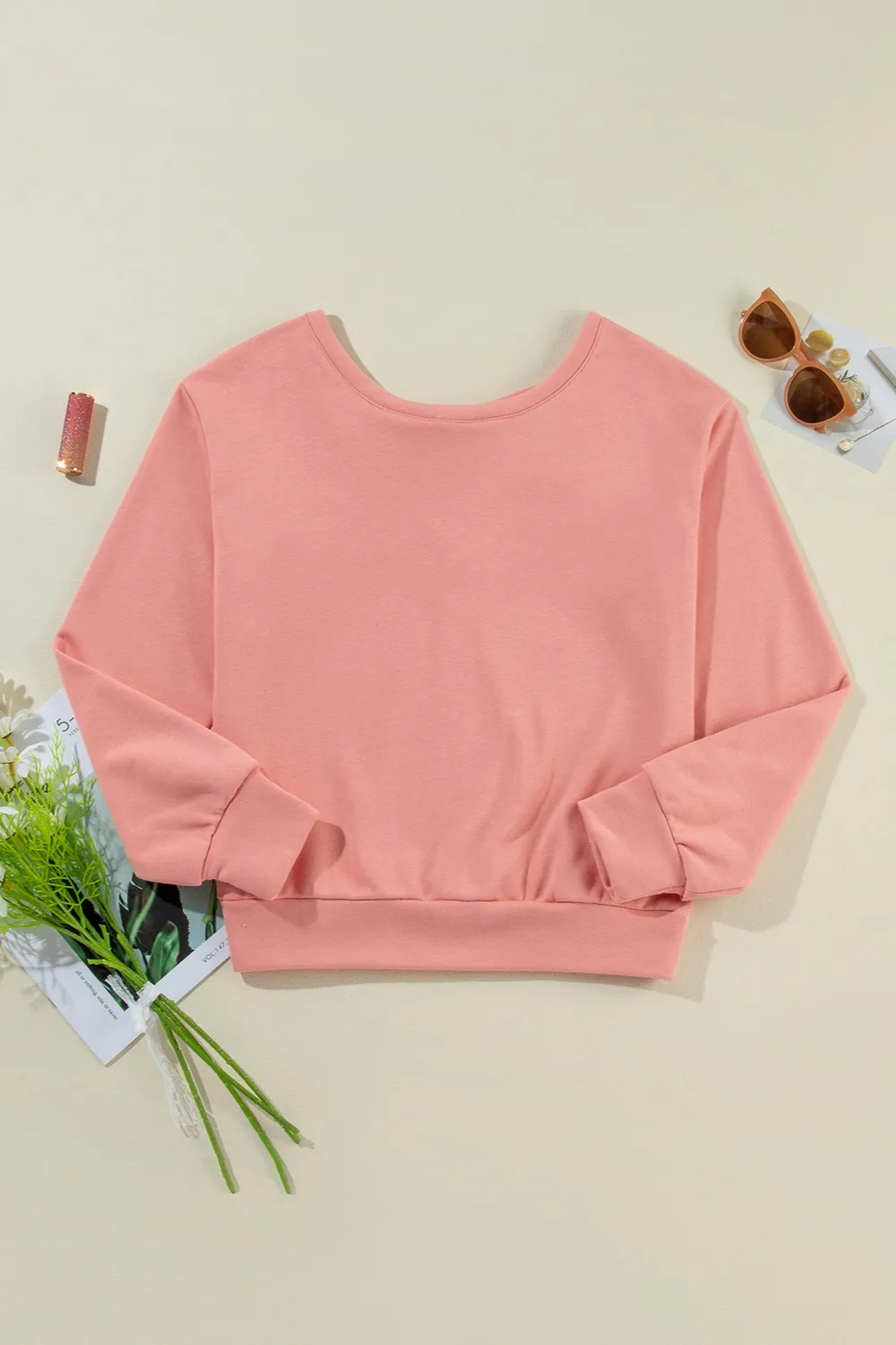 Bow Round Neck Long Sleeve Sweatshirt, image 11