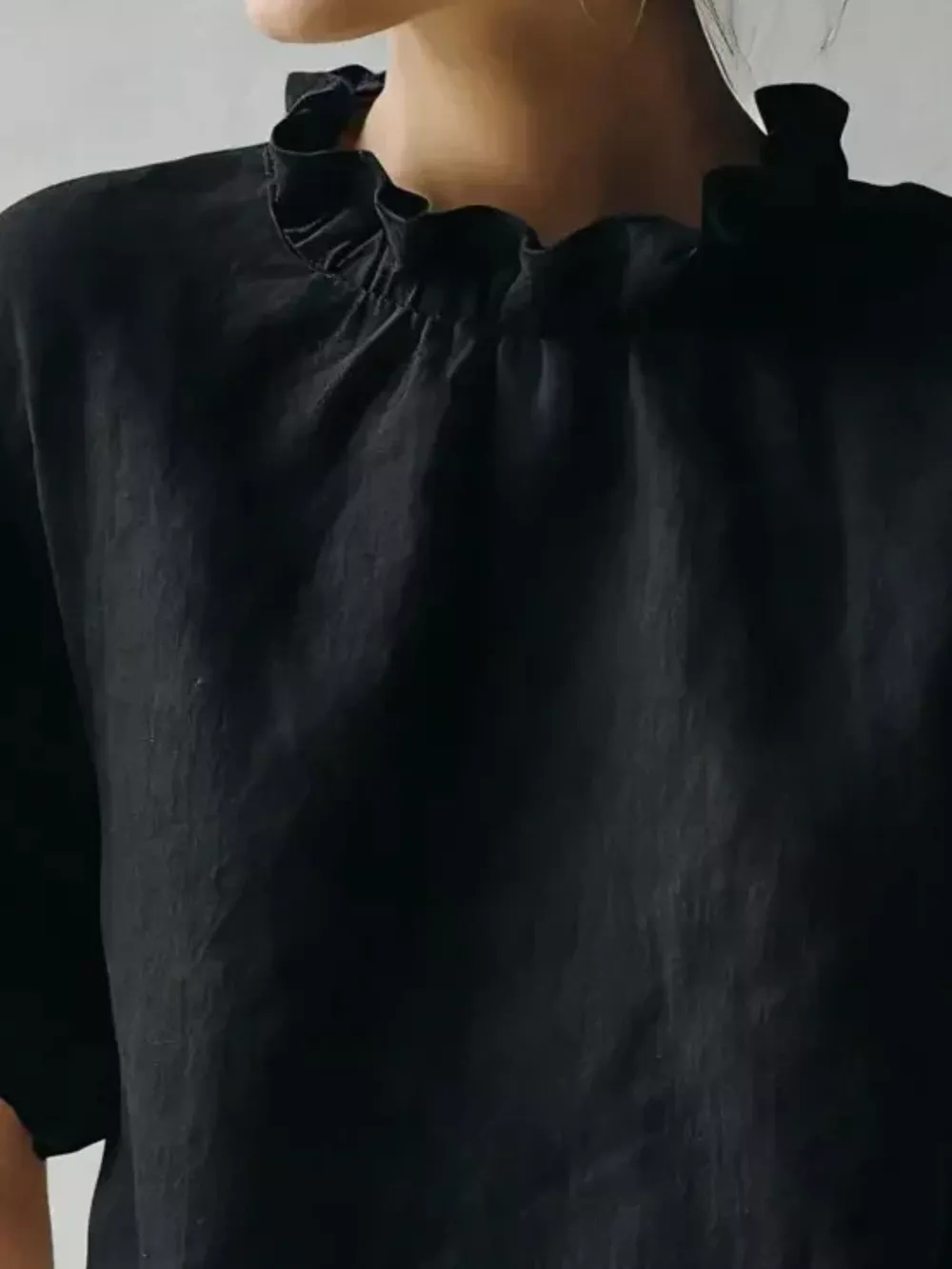 Full Size Elegant Ruffle-Neck Short Sleeve Blouse Plus Size, image 5