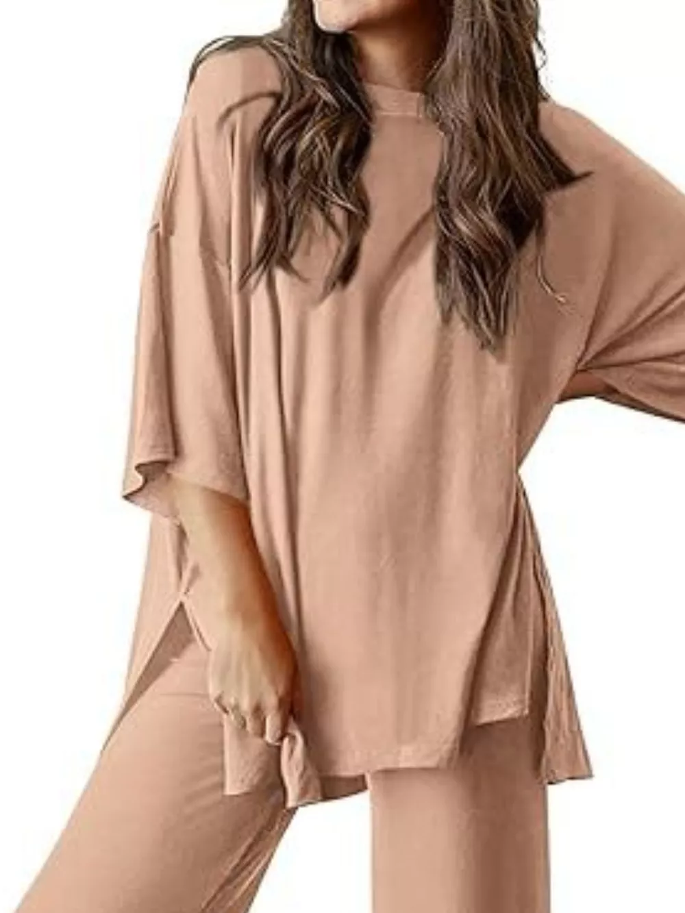 Slit Round Neck Top and Pants Set, image 32