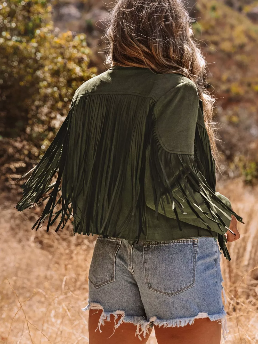 Cropped Fringe Faux Suede Jacket, image 2