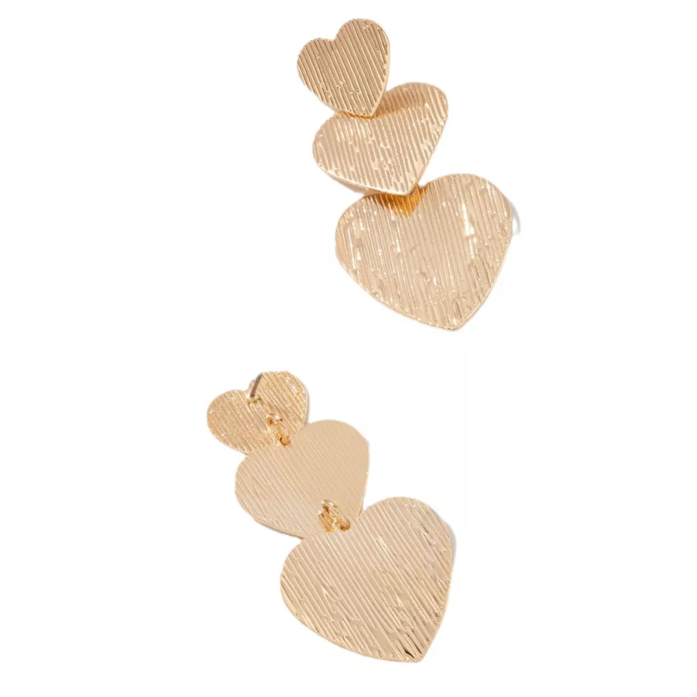Golden Heart Dangle Earrings, image 5