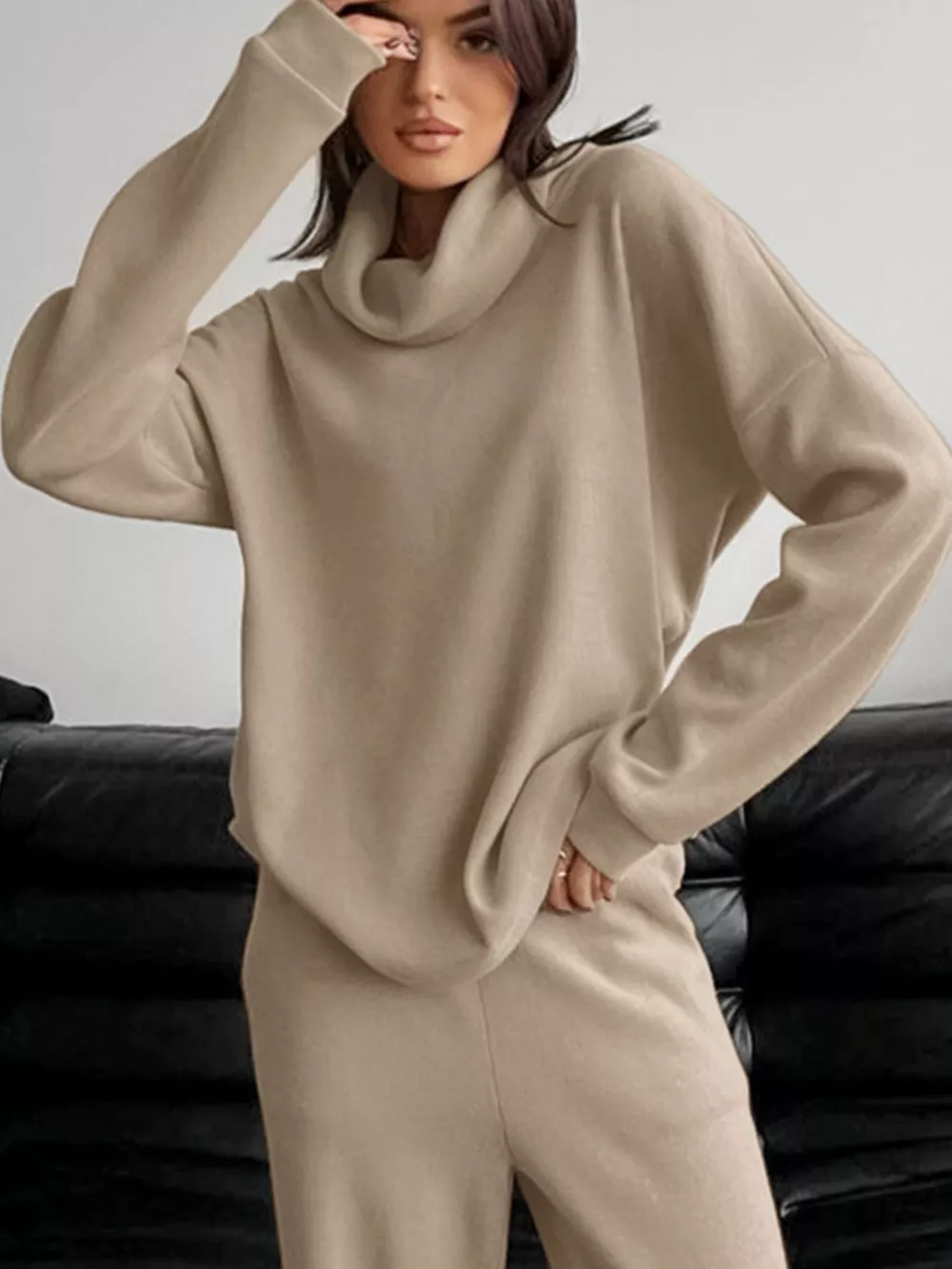 Turtleneck Long Sleeve Top and Pants Set, image 5