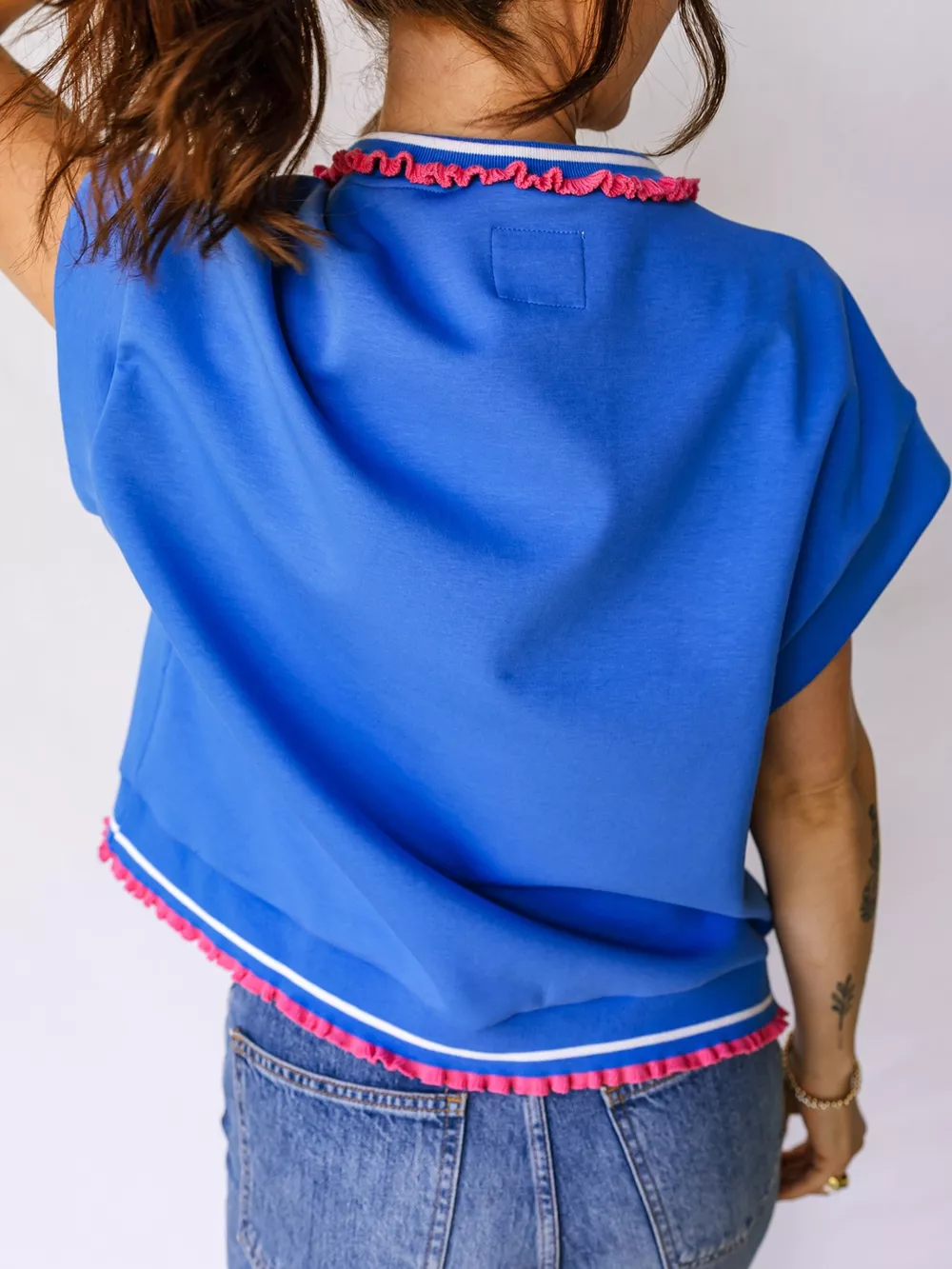 Contrast Trim Short Sleeve Top, image 4