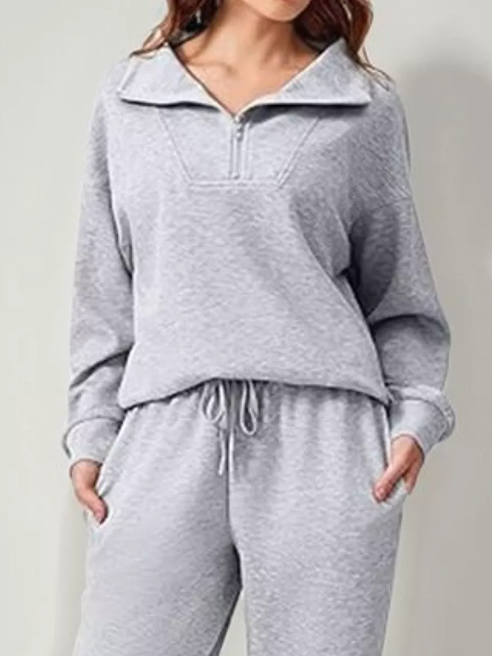Relaxed Fit Quarter-Zip Top and Pants Set, image 21