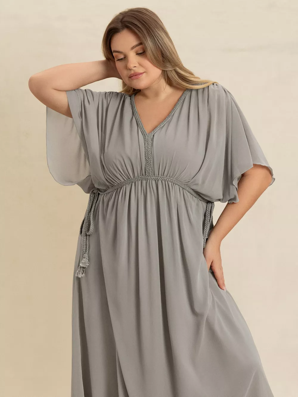 Plus Size V-Neck Flutter Sleeve Dress, image 4