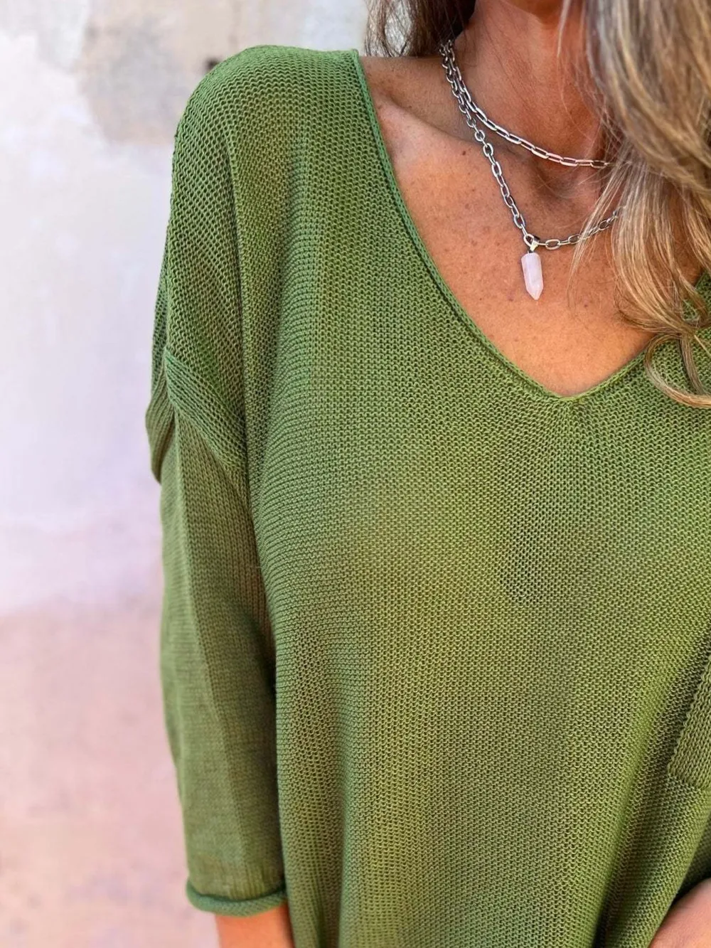 Full Size Casual V-Neck Knit Sweater Plus Size, image 15