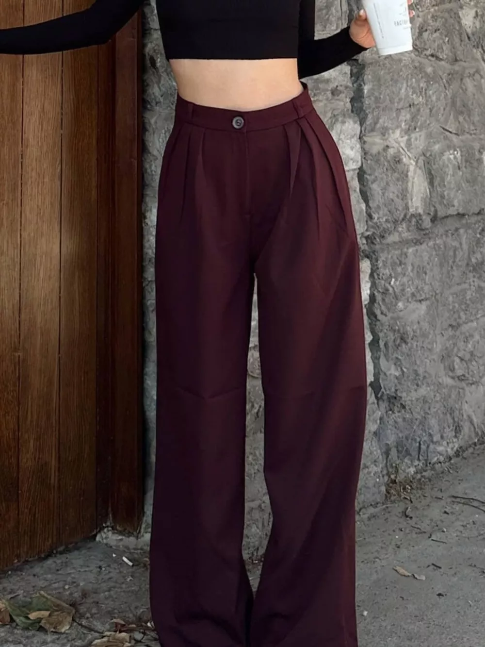 High-Waisted Pleated Wide-Leg Pants, image 5