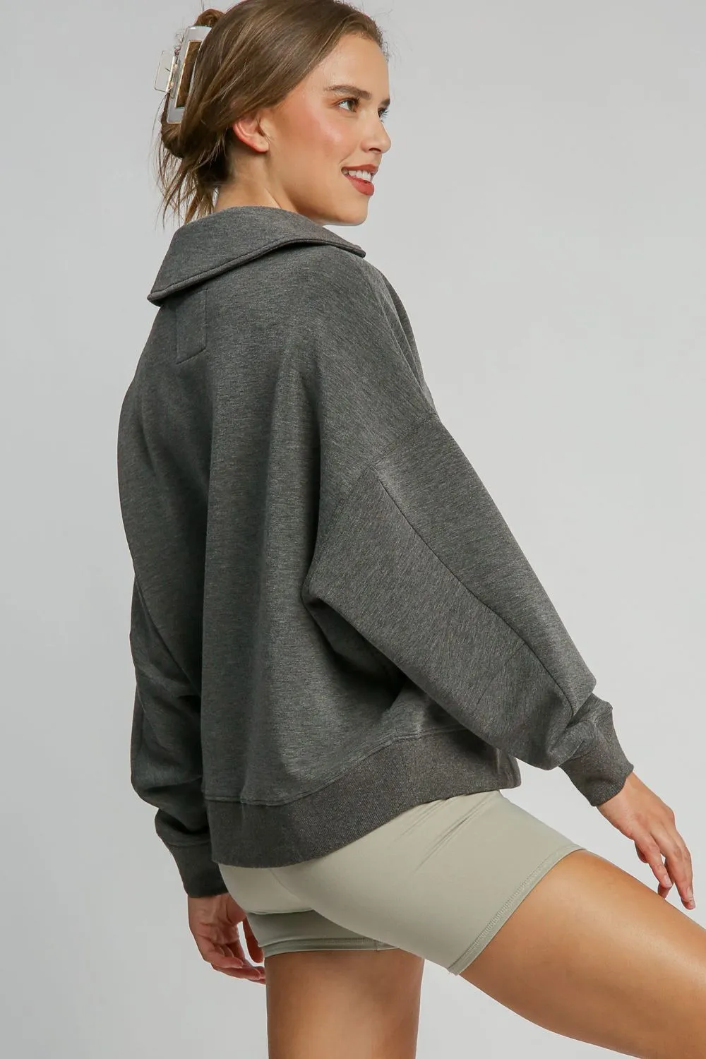 Johnny Collar Dropped Shoulder Sweatshirt, image 2