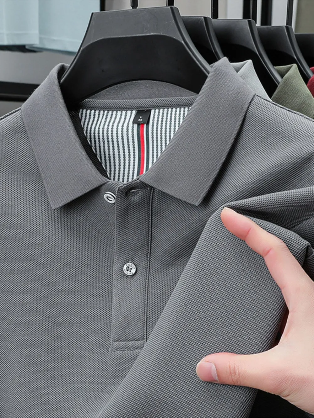Men's Plus Size Button Detail Short Sleeve Polo, image 13
