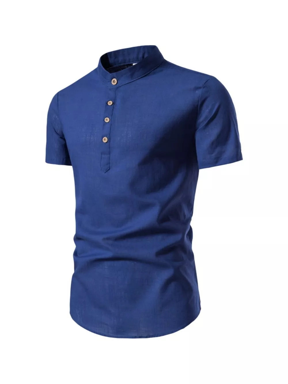 Men's Plus Size Mandarin Collar Short Sleeve Shirt, image 2