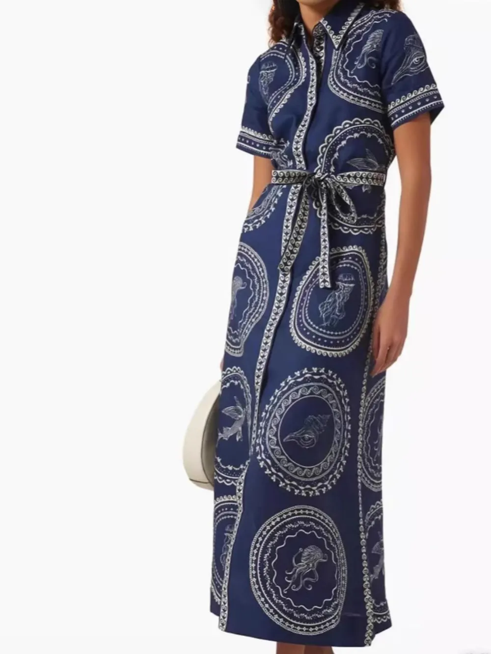 Printed Maxi Shirt Dress with Belt, image 4