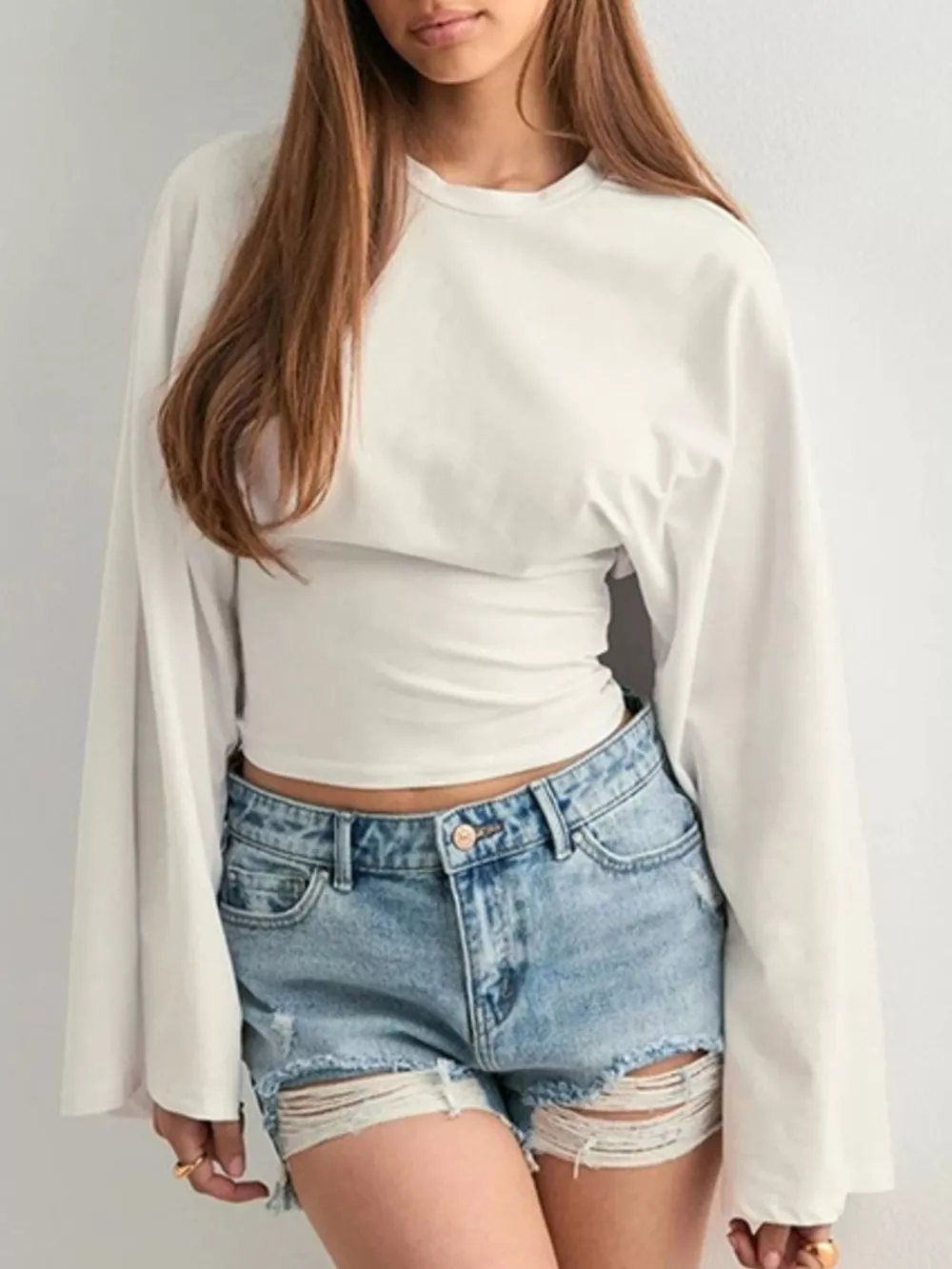 Full Size Solid Color Long Sleeve T-Shirt Plus Size, image 5