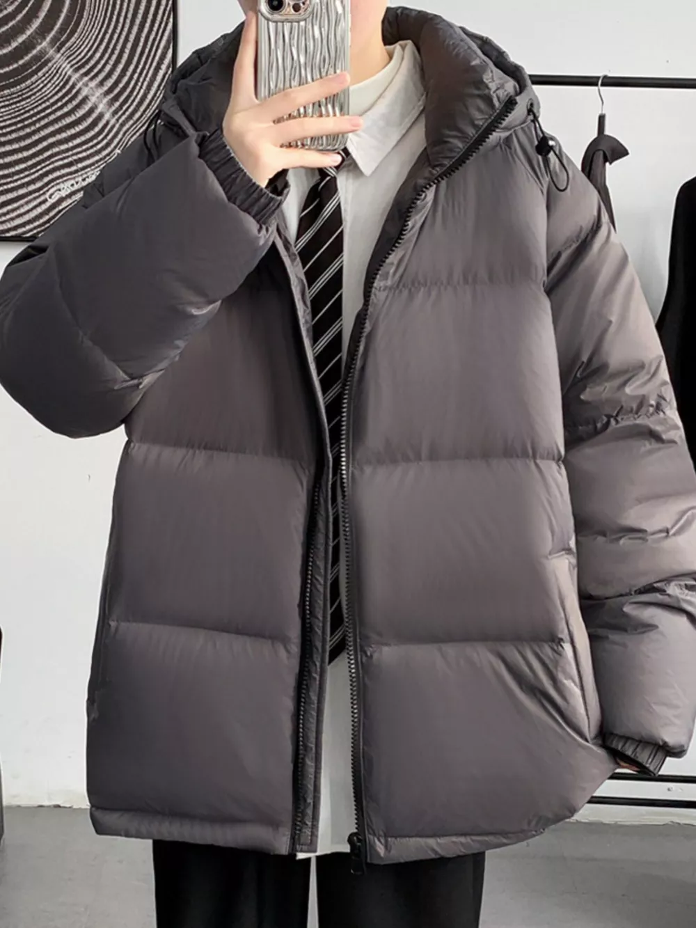 Men's Full Size Warm Padded Hooded Puffer Jacket Plus Size, image 7