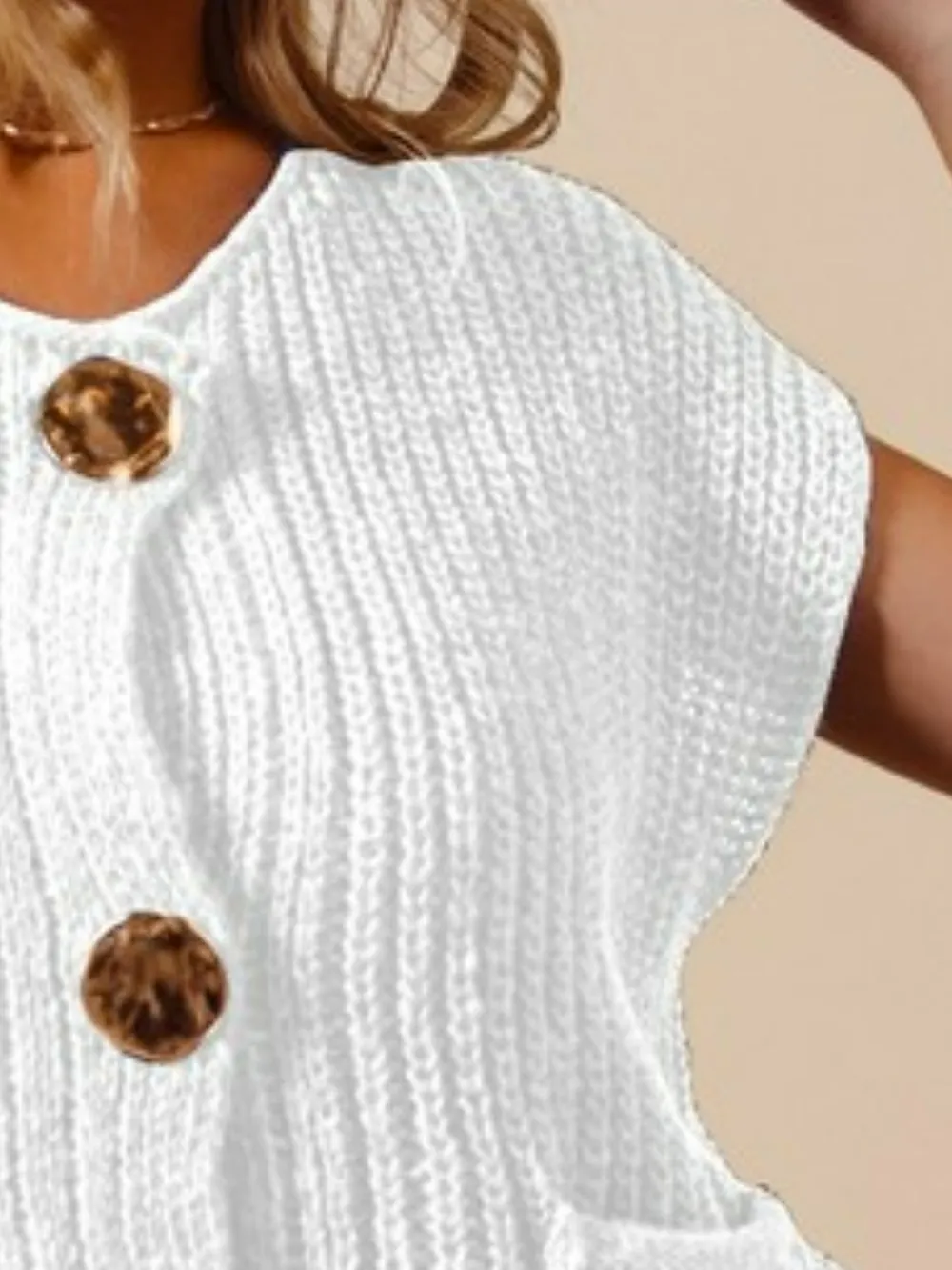 Big Metal Button Front Sweater Vest, image 2