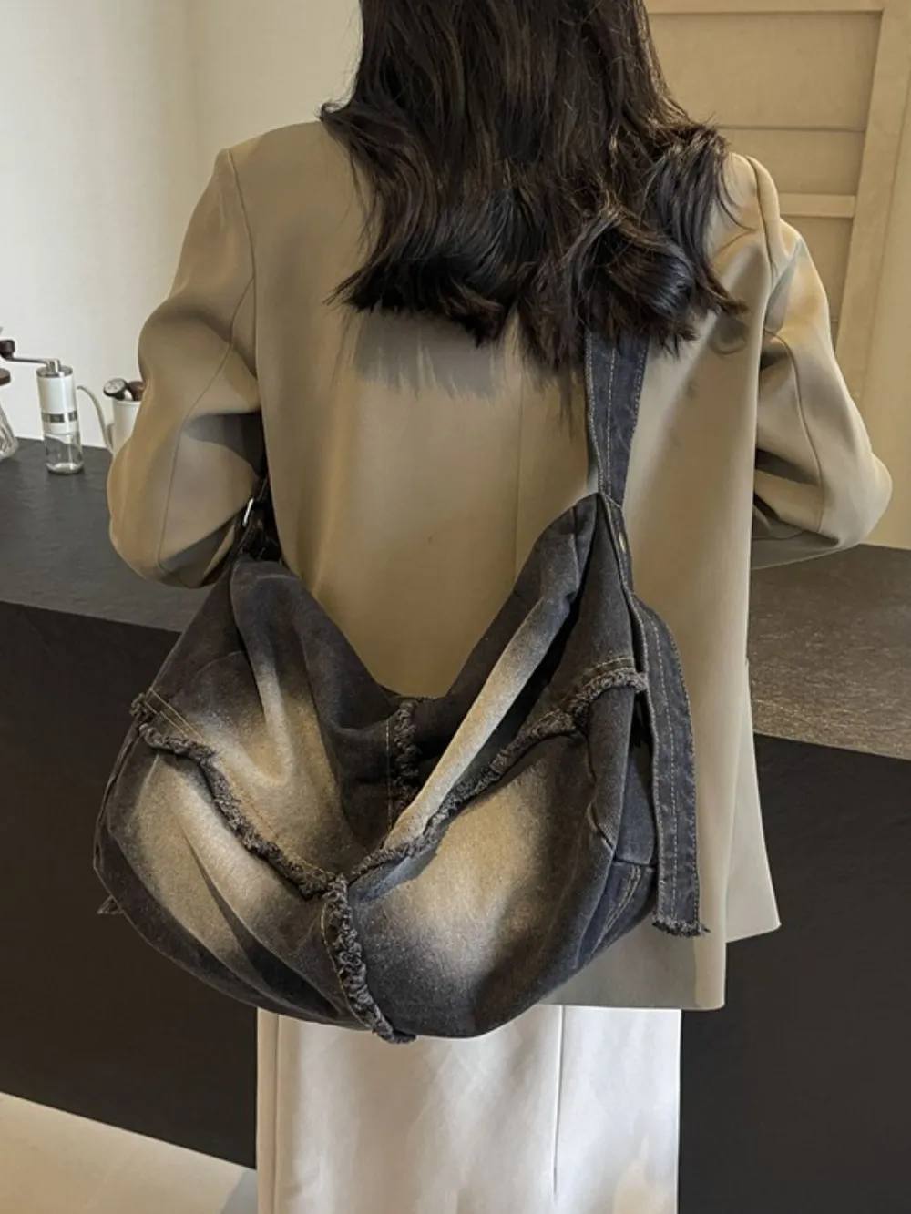 Raw Hem Gradient Crossbody Bag, image 3