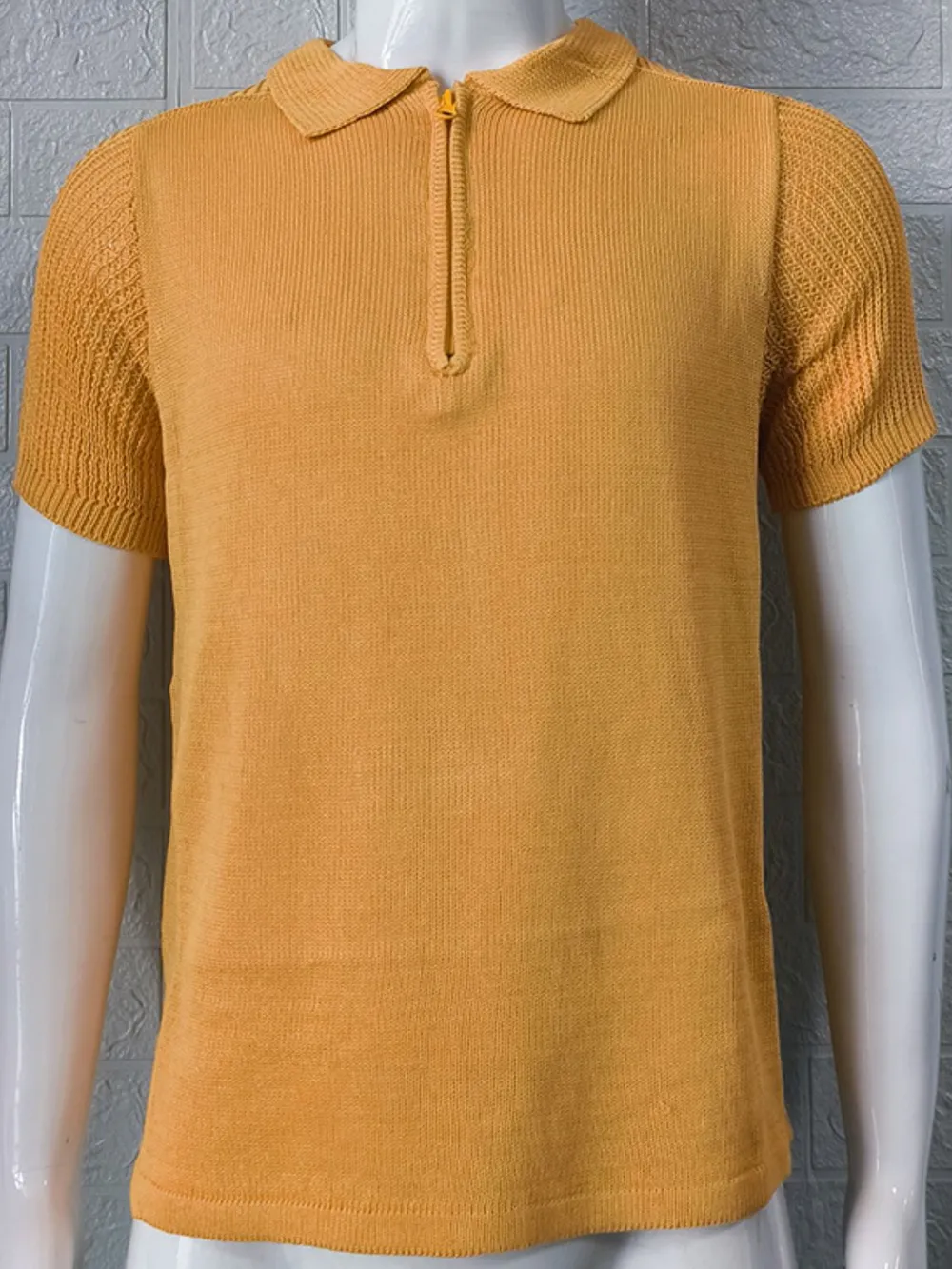 Men's Collared Neck Quarter Zip Knit Polo, image 7