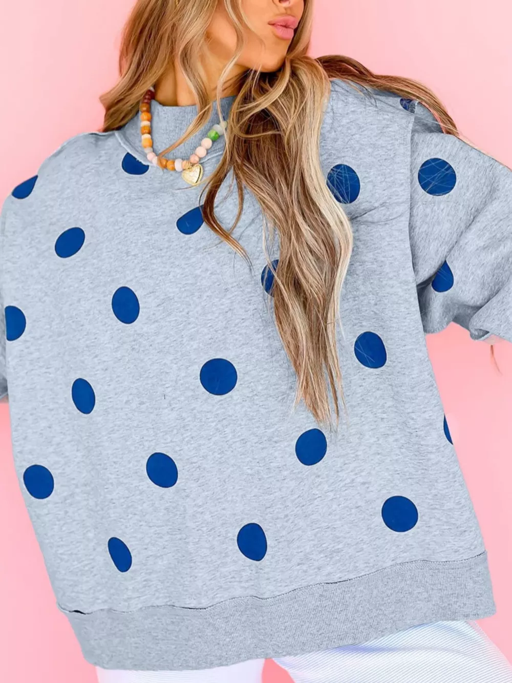 Oversized Polka Dot Crewneck Sweatshirt, image 6