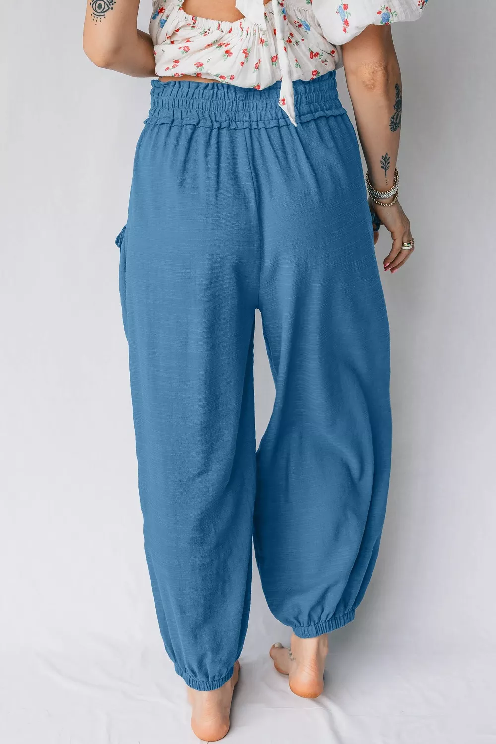 Smocked Waist Casual Jogger Style Pants, image 2