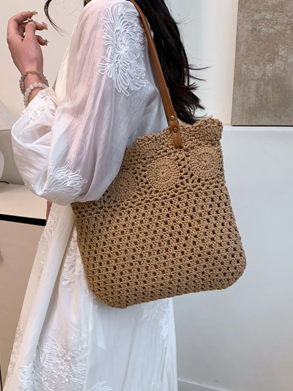 Crochet Knit Shoulder Bag, image 4