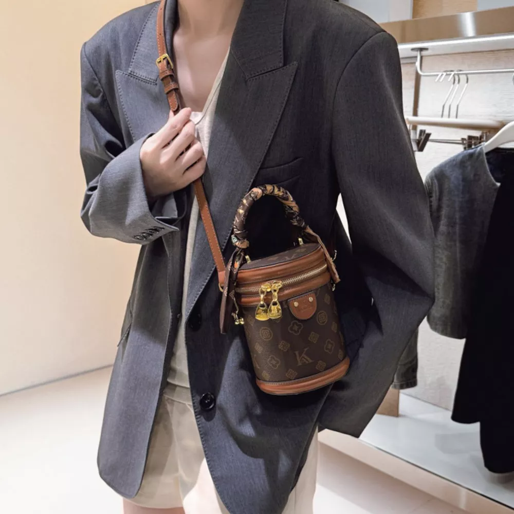 Top Handle Bucket Crossbody Bag, image 5