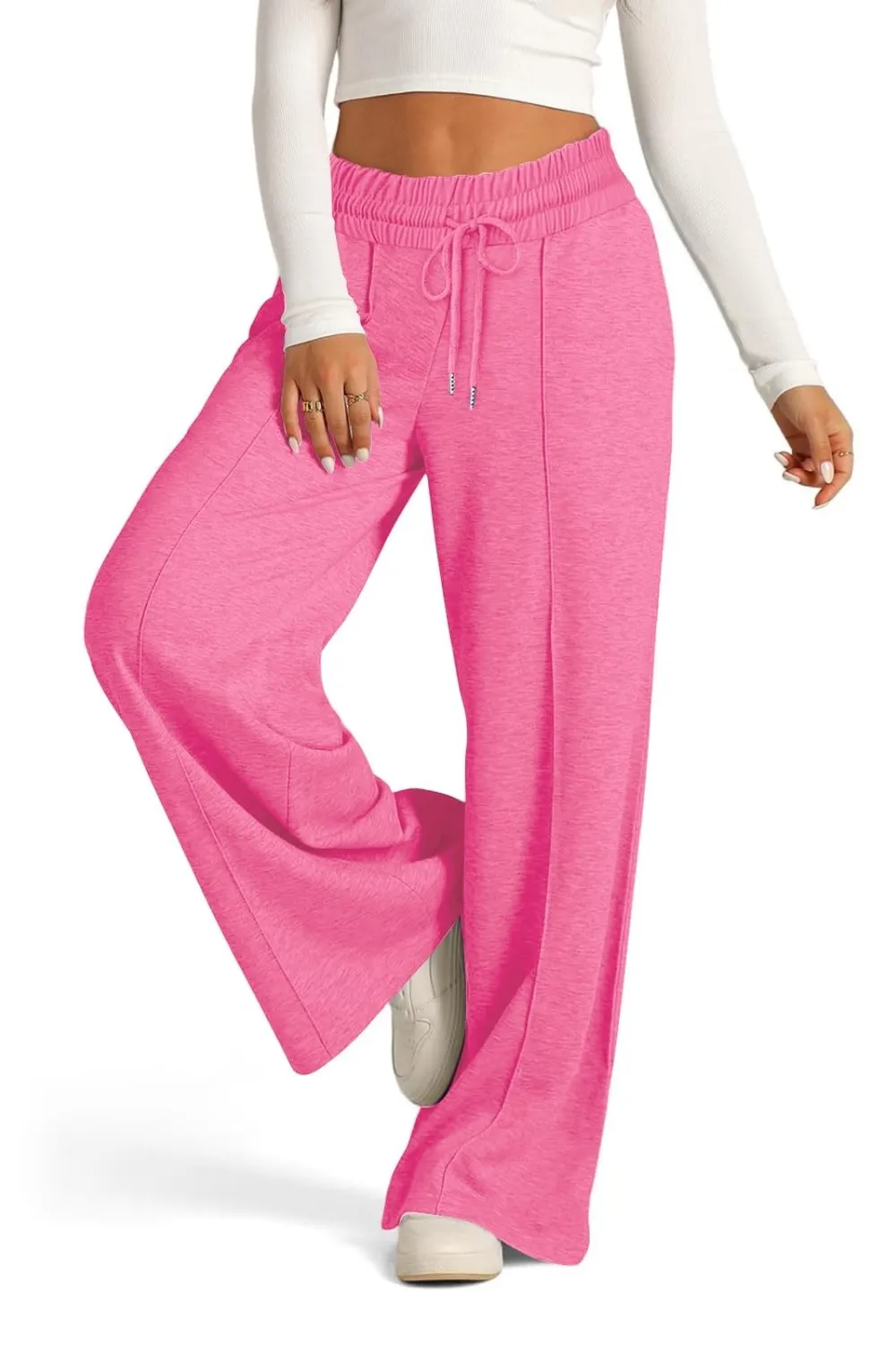 Drawstring Elastic Waist Wide Leg Pants, image 22