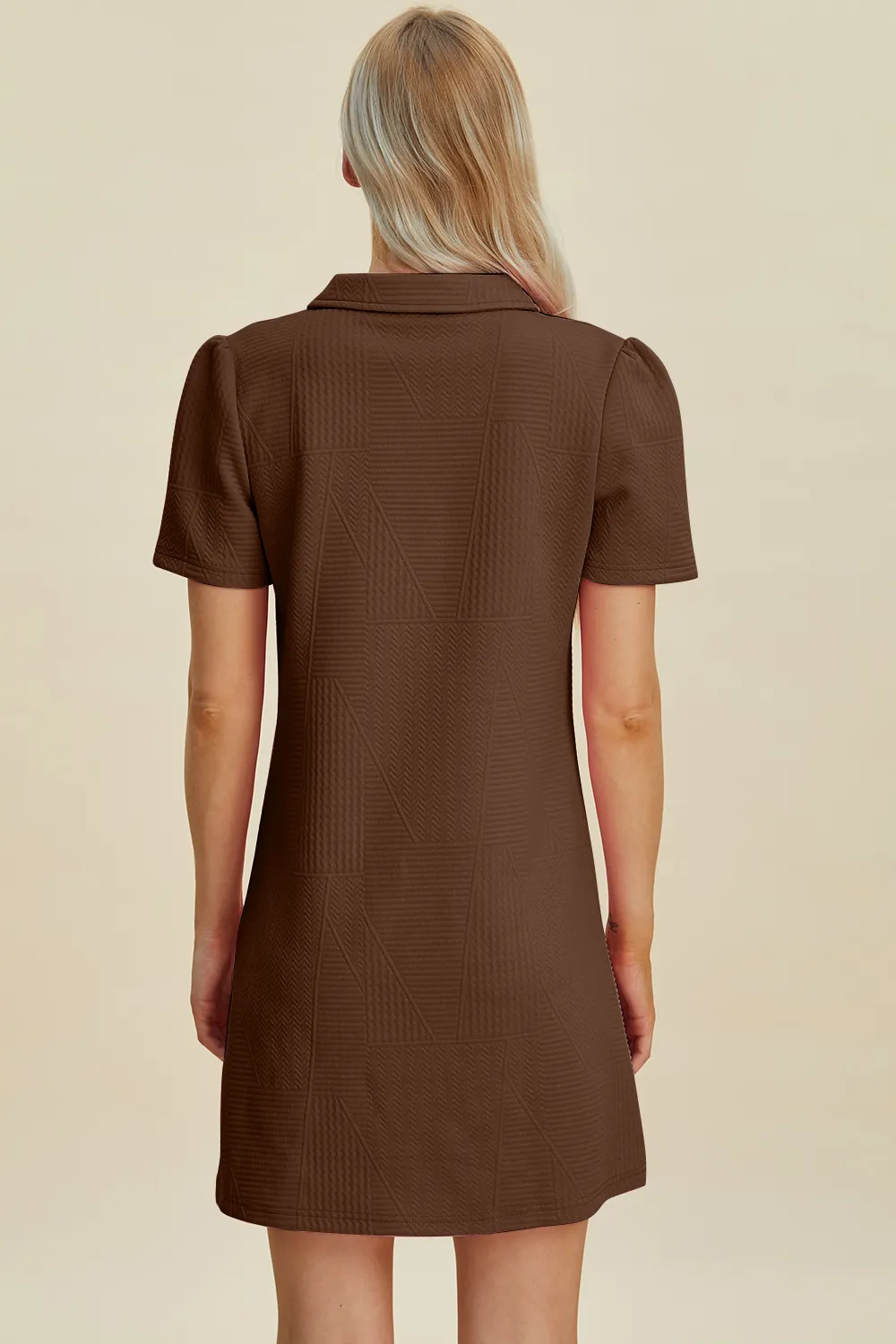 Full Size Texture Short Sleeve Dress, image 15