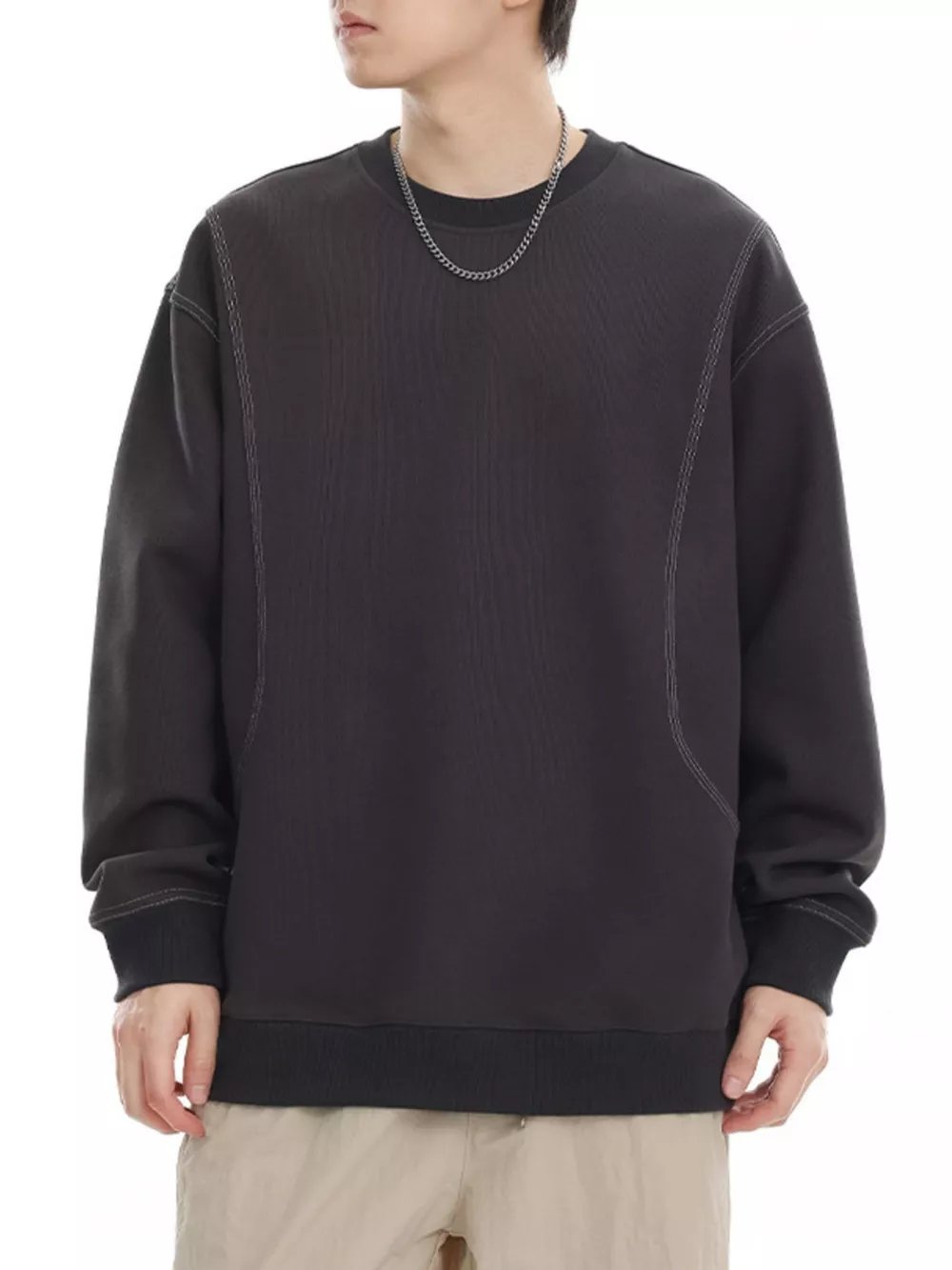 Men's Plus Size Round Neck Long Sleeve Sweatshirt, image 3