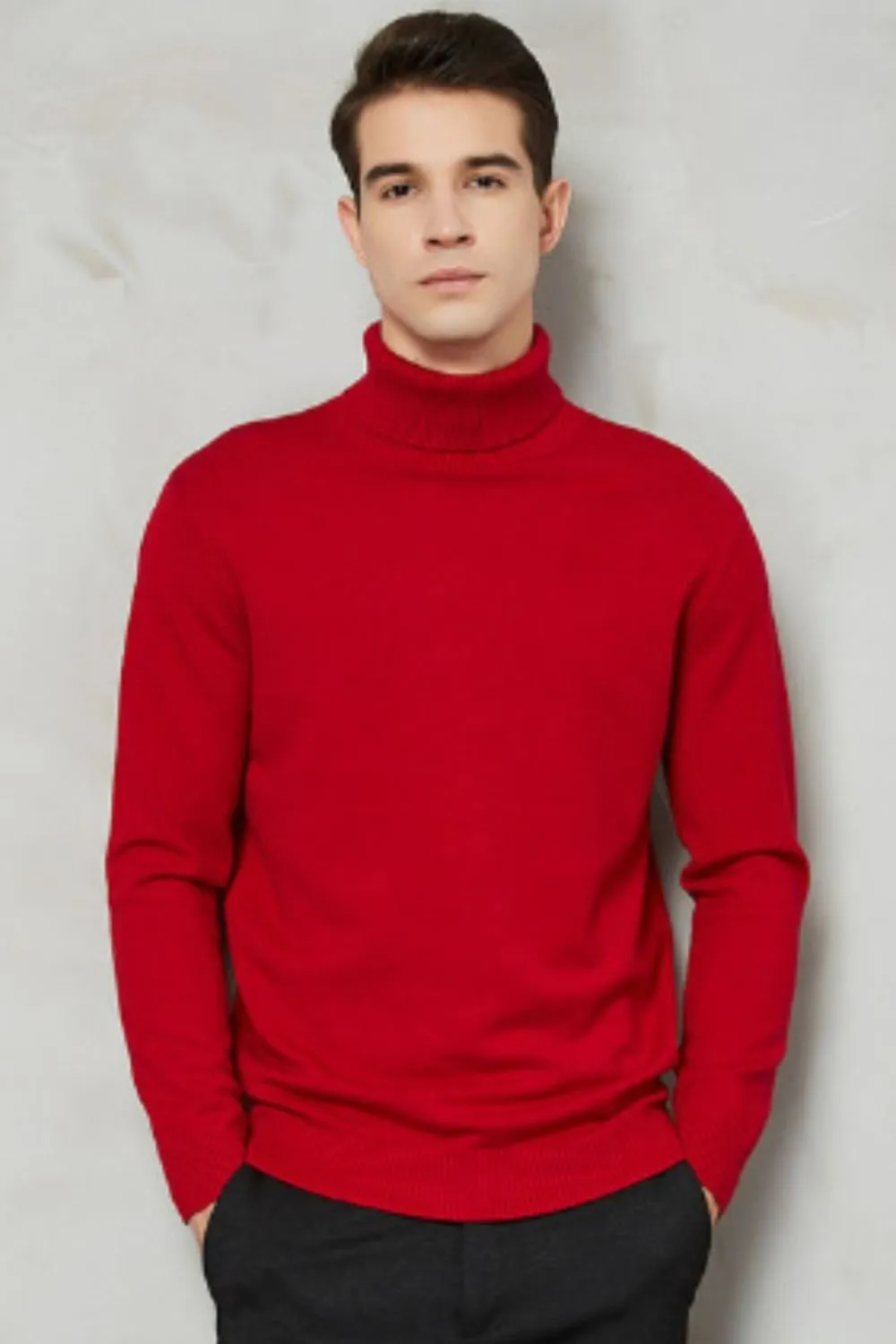 Men's Plus Size Turtleneck Long Sleeve Sweater, image 9