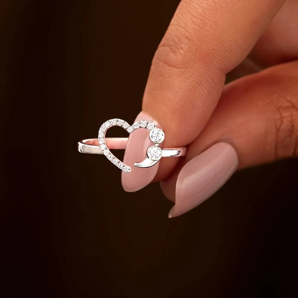 925 Sterling Silver Inlaid Zircon Ring, image 5