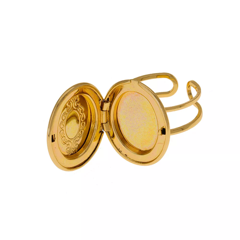 18K Gold-Plated Open Engraved Ring, image 2