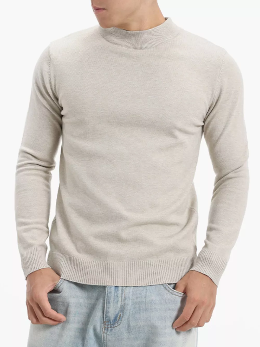 Men's Plus Size Slim-Fit Mock Neck Knit Top, image 7