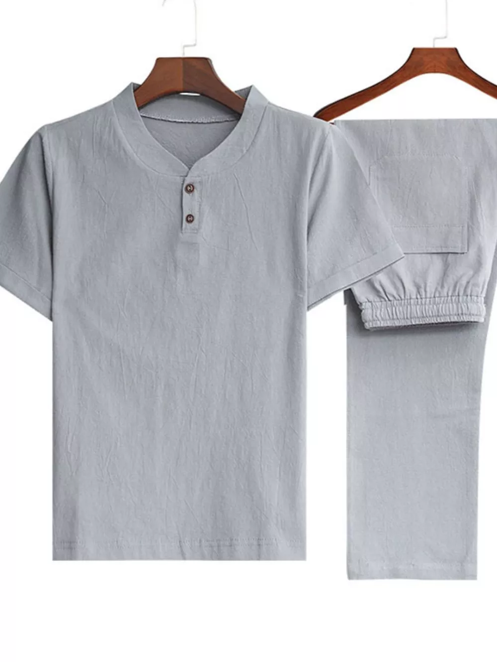 Men's Plus Size Casual Short Sleeve Top & Pants Set, image 3