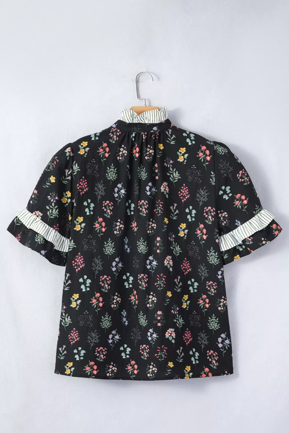 Contrast Frilled Trim Short Sleeve Floral Shirt, image 3