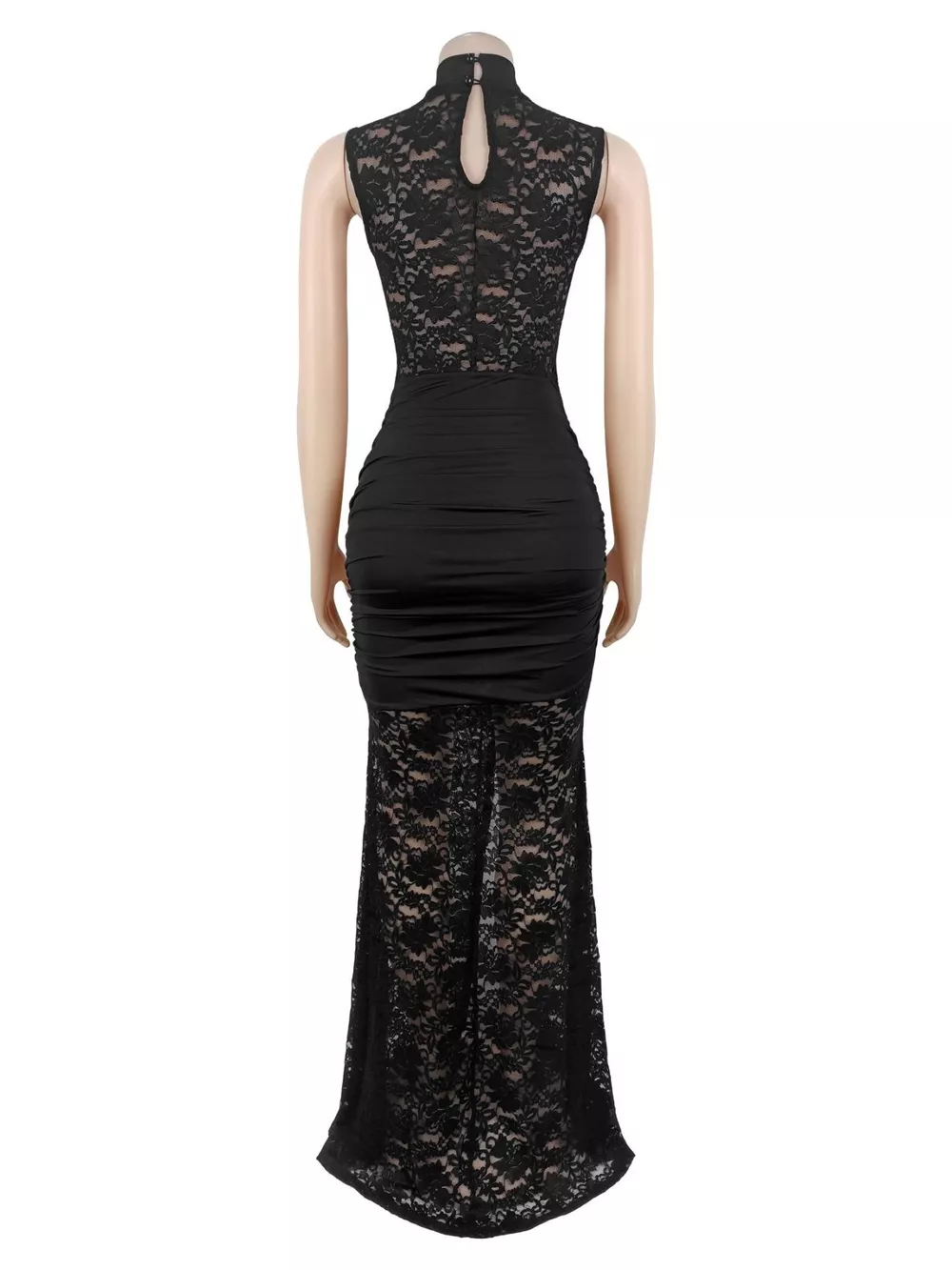 Lace Keyhole High-Slit Maxi Dress, image 5