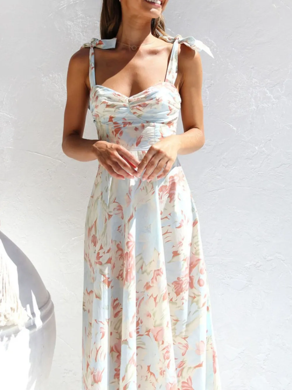 Tie-Shoulder Sweetheart Neck Summer Dress, image 5