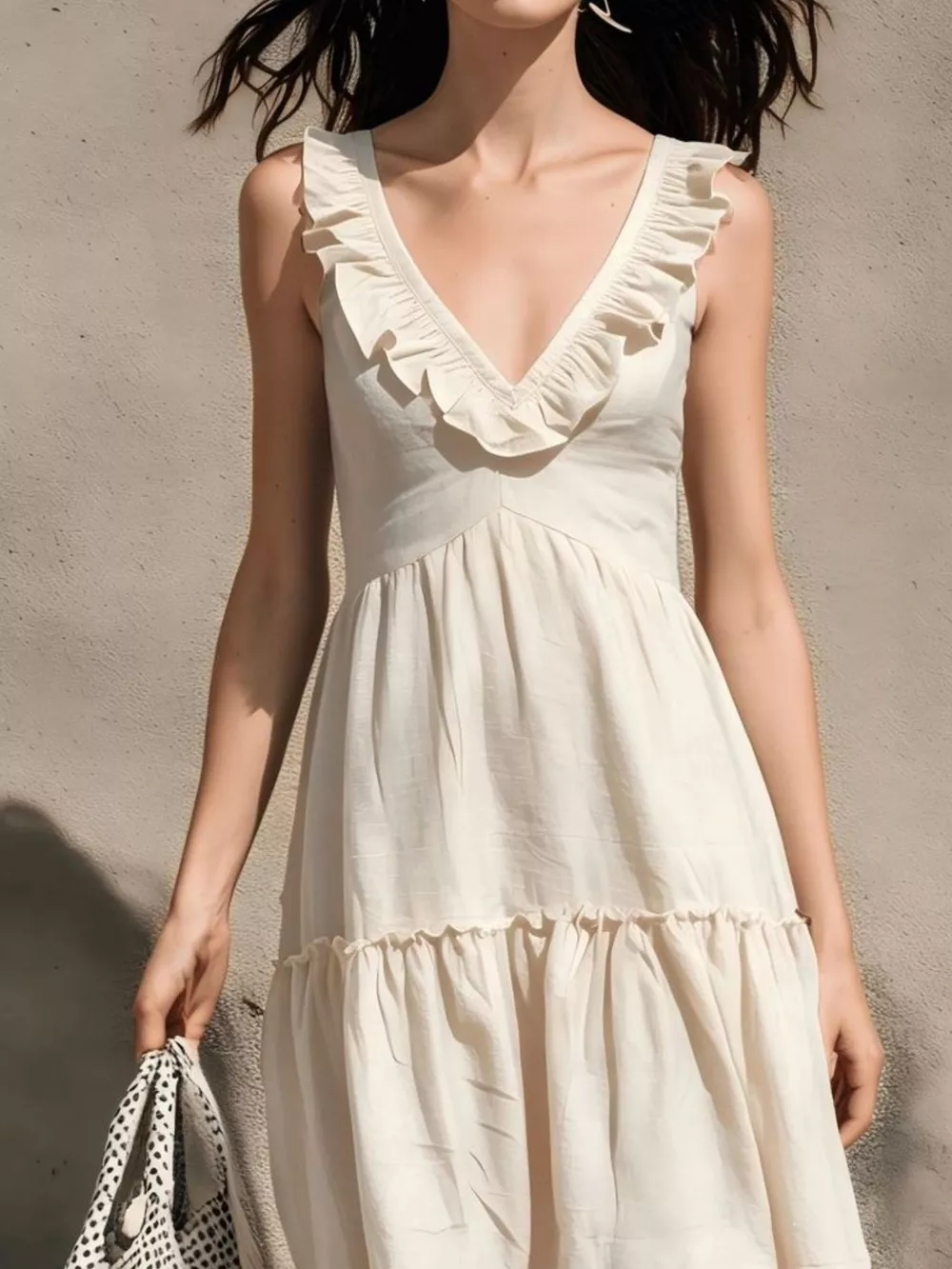 Full Size Ruffled V-Neck Tiered Midi Dress Plus Size, image 2