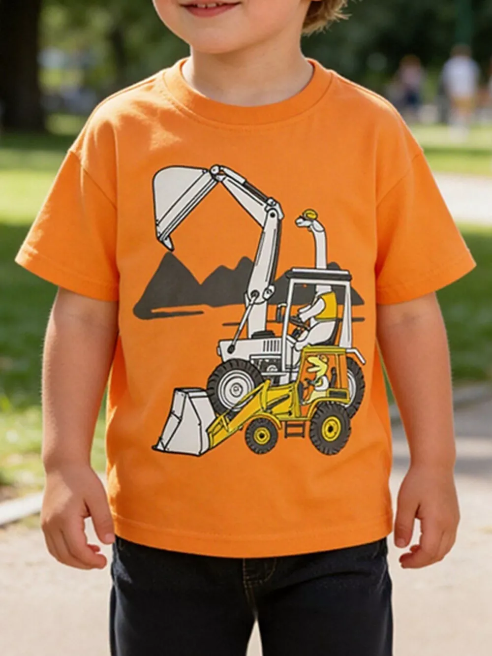 Children's Excavator Graphic Short Sleeve T-Shirt